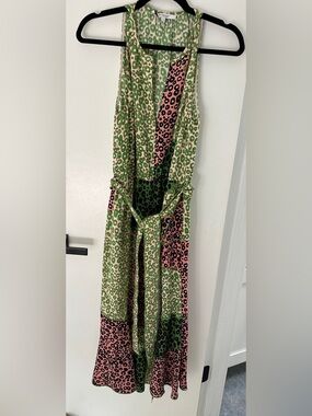 10 Crosby Derek Lam Green and Cream Printed Dress